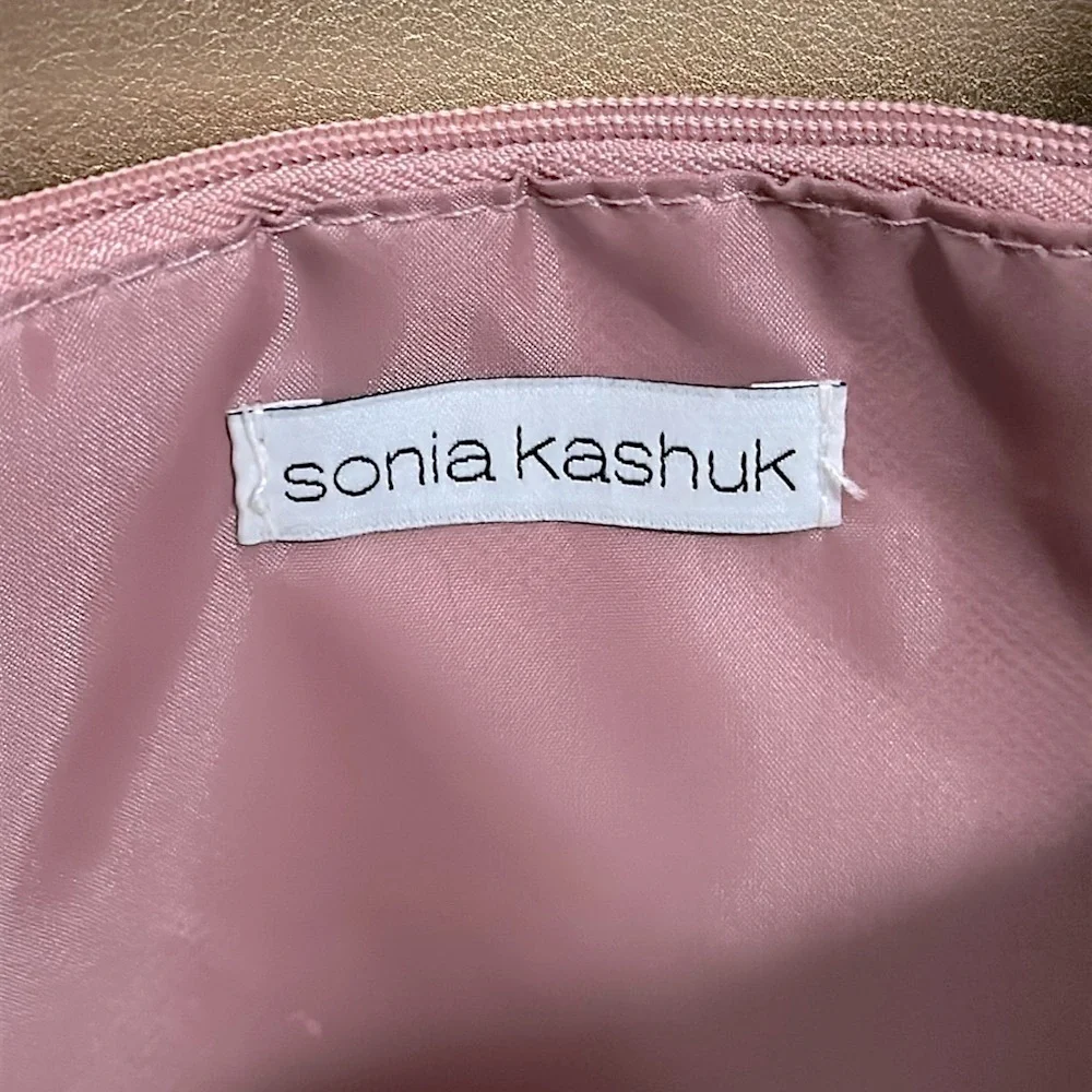 Sonia Kashuk large cosmetics bag pink faux leather NWT